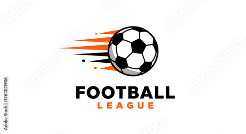 Dynamic vector illustration of a soccer ball in motion with speed lines, perfect for sports-themed designs and football league branding, available as a PNG file.