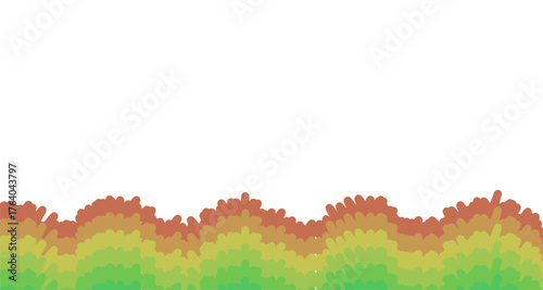 Nature-Inspired Bushy Gradient Border Vector: Abstract Brush Stroke Green to Brown Foliage Bottom Edge with Copy Space for Banner and Web Design
