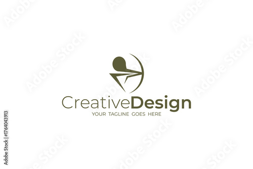 logo of a person raising a bow and arrow, simple design, archery