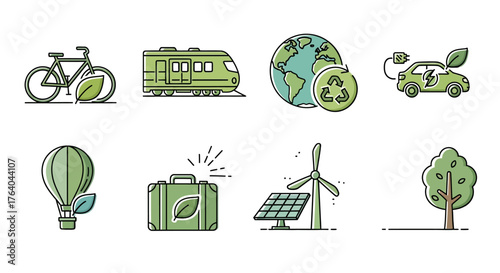 Sustainable Travel Icon Set