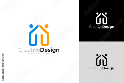 People care logo and house design combination, simple logos