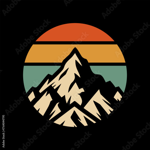 vintage mountain logo design illustration