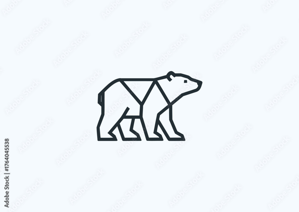 Obraz premium A line simple polar bear logo representing strength, endurance, and purity, depicted in clean minimal vector strokes for a modern aesthetic