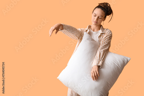 Female sleepwalker in pajam...