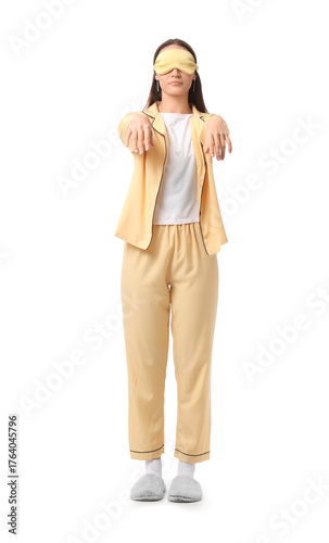 Female sleepwalker on white...