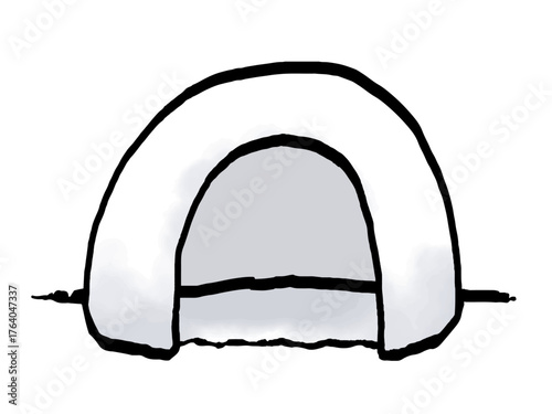 かまくらのイラスト （筆タッチ） 冬 日本文化 /  Kamakura - Hand-painted Brush Style