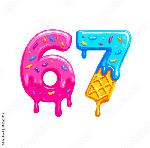 67 Meme Ice Cream Drip Funny Six Seven Gen Alpha Slang 6 7 