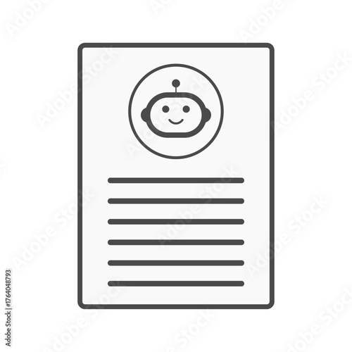 AI summary mode icon showing a digital assistant condensing multiple messages into short summary lines. Perfect for productivity apps, ai summarization tools, and chat automation designs.