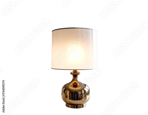 A modern expensive lamp standing beside a sofa in a luxury minimalist living room, warm ambient lighting, elegant furniture, high-end interior design aesthetic
