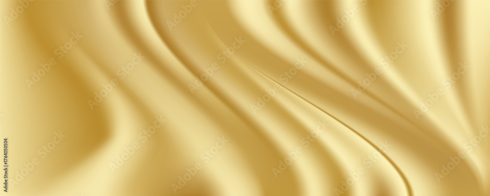 Fototapeta premium Close-up texture of natural gold silk. Light Golden fabric smooth texture surface background. Smooth elegant gold silk in Sepia toned. Texture, background, pattern, template. 3D vector illustration.