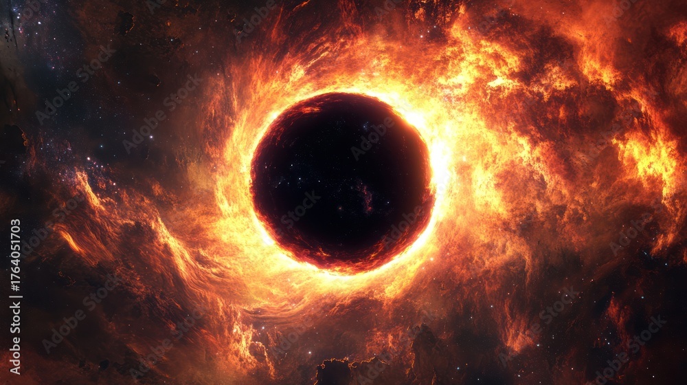 Naklejka premium Cosmic Black Hole Eruption, Nebula Background, Visual