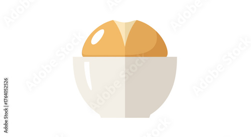 A single boiled brown egg resting in a white egg cup.