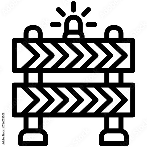 Construction Zone Barrier: A close-up view of a construction barrier, a symbol of caution, adorned with bold, graphic elements.