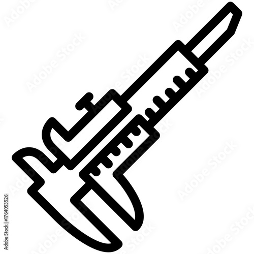 Precise Measurement: A detailed graphic illustration of a caliper, an essential tool for exact measurements, essential for engineering and scientific applications. 