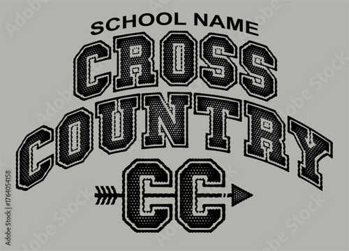 cross country team design with arrow for school, college or league sports