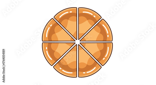 A whole orange cut into eight equal slices.