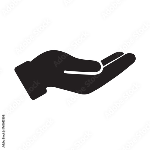 Black silhouette of an open hand palm up on white background vector