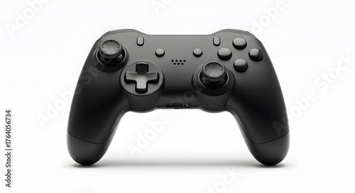 Contemporary black ergonomic game controller, a high-tech input device for immersive virtual entertainment, designed for seamless gameplay and precise digital interaction