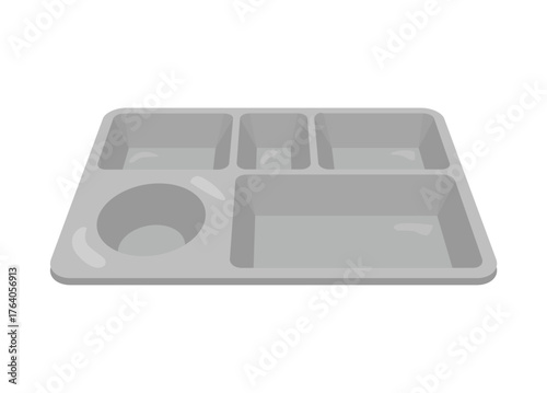 Empty food tray. Simple flat illustration in perspective view.