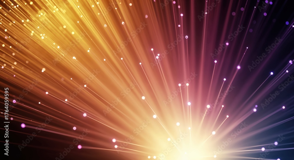 Fototapeta premium Abstract Fiber Optics: Captivating image showcases a mesmerizing display of light radiating outward, symbolizing energy, connectivity, and data transfer.