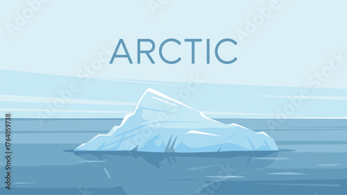 Arctic Iceberg Floating on Cold Water