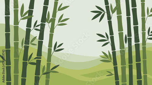 Bamboo Plant Forest Silhouette Vector Illustration Flat Design