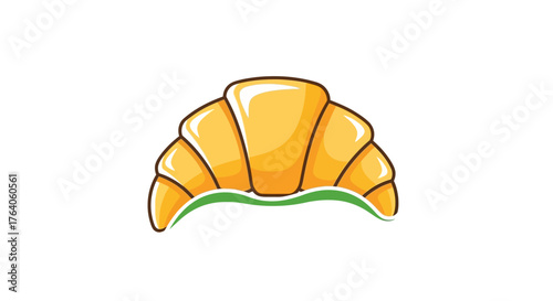 Delicious Golden Croissant Pastry with Green Accent.