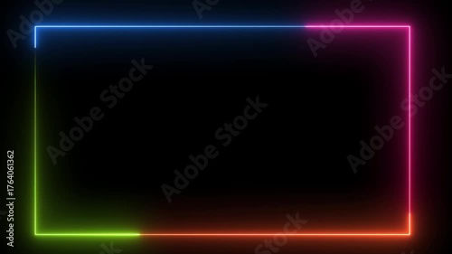 Wallpaper Mural Neon Light Colorful Border Frame Animation Empty Space Glow Vibrant Fluorescent Lines Loop Torontodigital.ca