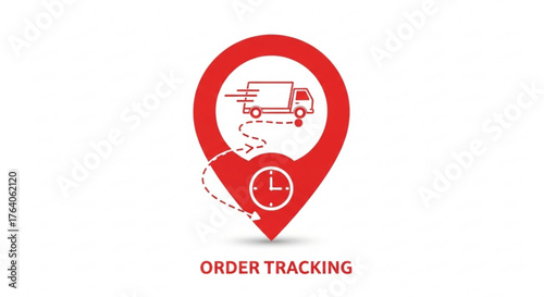 Order tracking icon with truck and clock, representing delivery status and time management in ecommerce and logistics