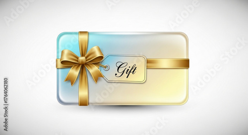 A beautifully wrapped gift card with a golden ribbon and a tag that says gift for any special occasion