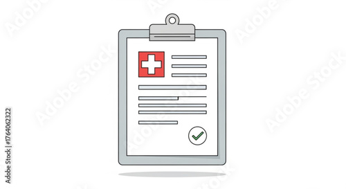 Illustration of a medical clipboard, a tool for recording patient information and tracking medical history
