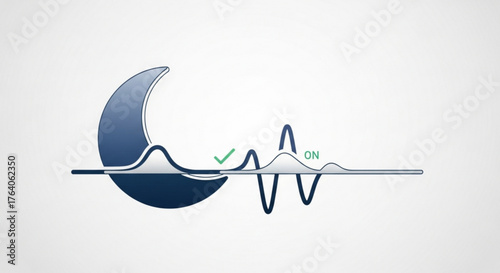 A moon with a heartbeat line representing sleep monitoring, sleep tracking, and sleep analysis for a sleep study or sleep clinic