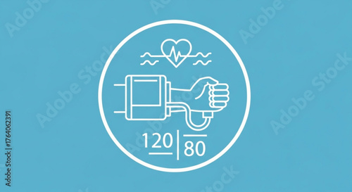 Illustration of blood pressure measurement with a heart symbol, representing cardiovascular health and the importance of regular checkups