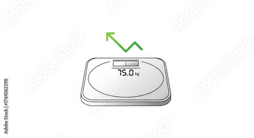 Illustration of a digital scale with an upward arrow, , representing weight gain and the importance of monitoring