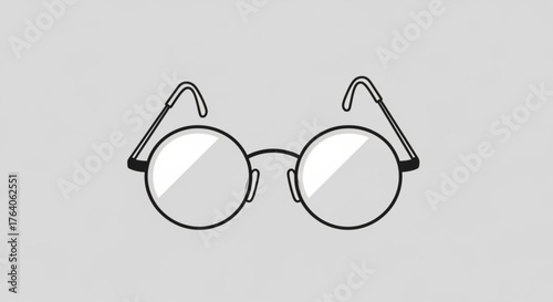 Illustration of round glasses with a thin black frame and clear lenses, perfect for optical or fashion themes
