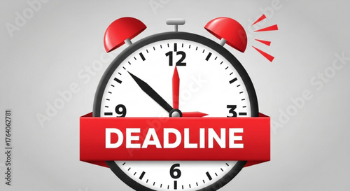 The alarm clock with the word deadline on it indicates the urgency of the task, the hands are pointing to the number 12