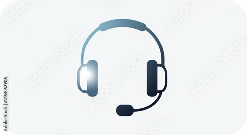 Headphones with microphone for customer service, call center, online support, or communication concept