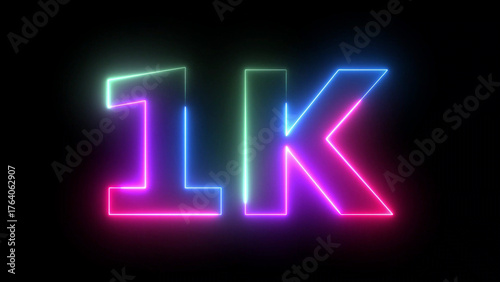 Neon Sign Displaying 1K Followers or Subscribers on Social Media Celebration