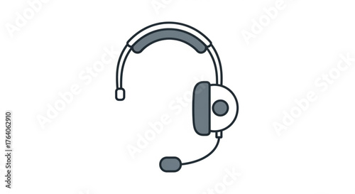 A headset with a microphone, , used for communication, customer service, support, and online meetings