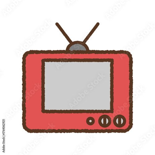 手書き風の単品アイコンイラスト　ブラウン管テレビ
