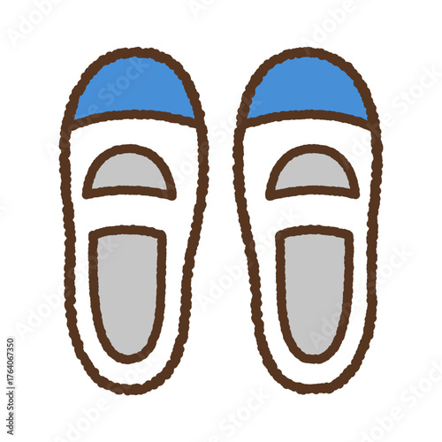 手書き風の単品アイコンイラスト　上履き