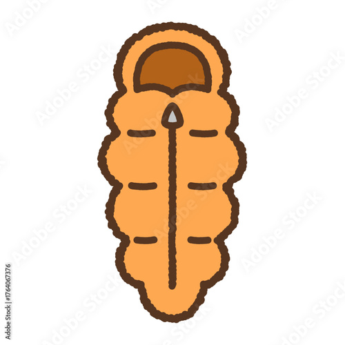 手書き風の単品アイコンイラスト　寝袋