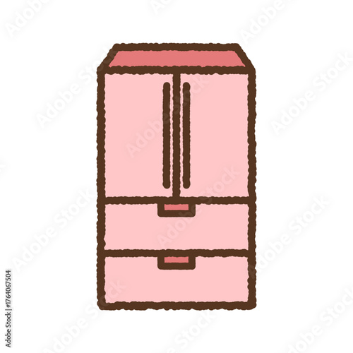 手書き風の単品アイコンイラスト　冷蔵庫