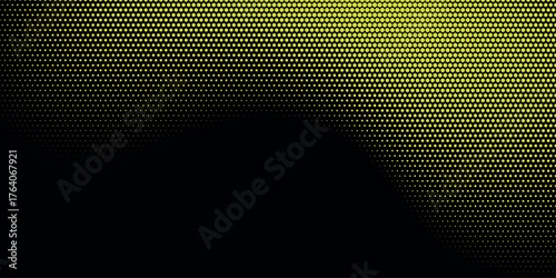 abstract yellow and black backdrop with dot halftone pattern element. Vector background