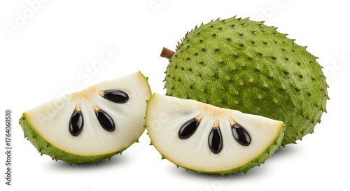 Vibrant Soursop Fruit with Slices and Peel