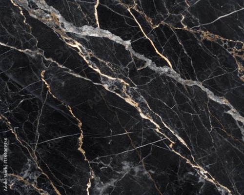 High-Resolution Black Marble Texture: White Veining Luxury Background
