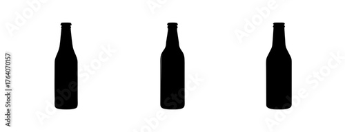 Three dark glass beer bottles presented in a clean isolated studio shot perfect for beverage branding projects