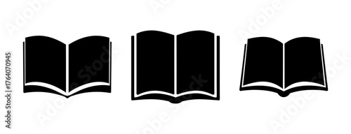 Three open book icons representing reading knowledge learning and education symbols for digital content