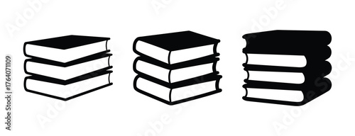 Three stacks of books minimalist sketch design for educational or literary projects