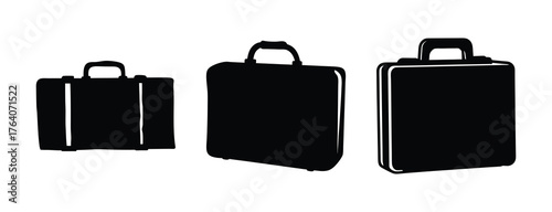 Three black briefcases of varying sizes showcasing business travel and professional document carrying solutions